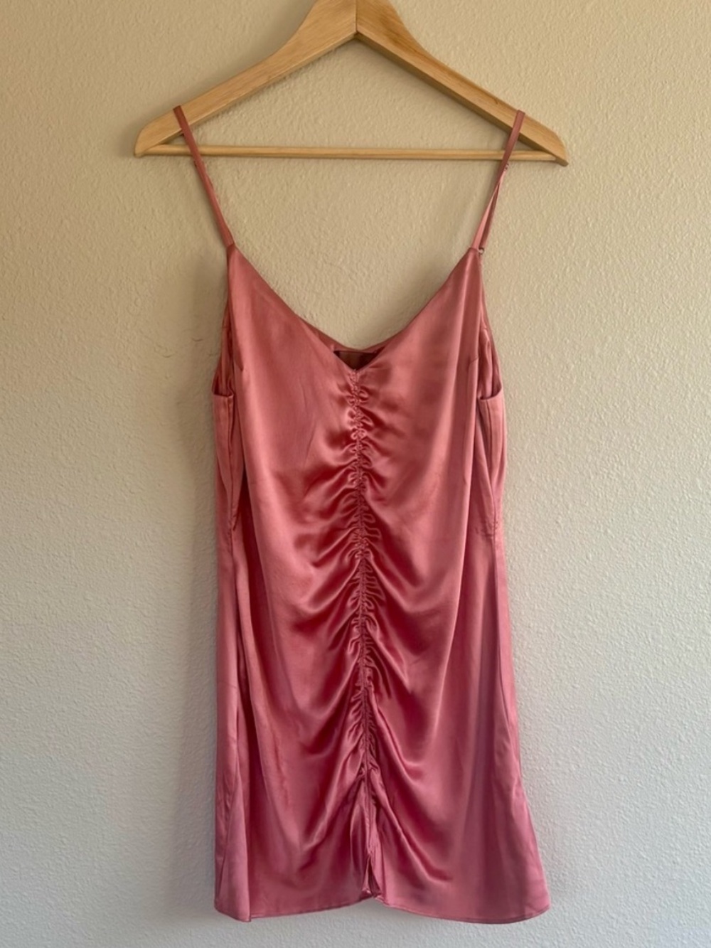 Reformation Rose 100% Silk Ruched Slip